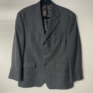 Ralph Ralph Lauren Blazer 40S Dark Gray Plaid 100% Wool 2 Button Sports Coat